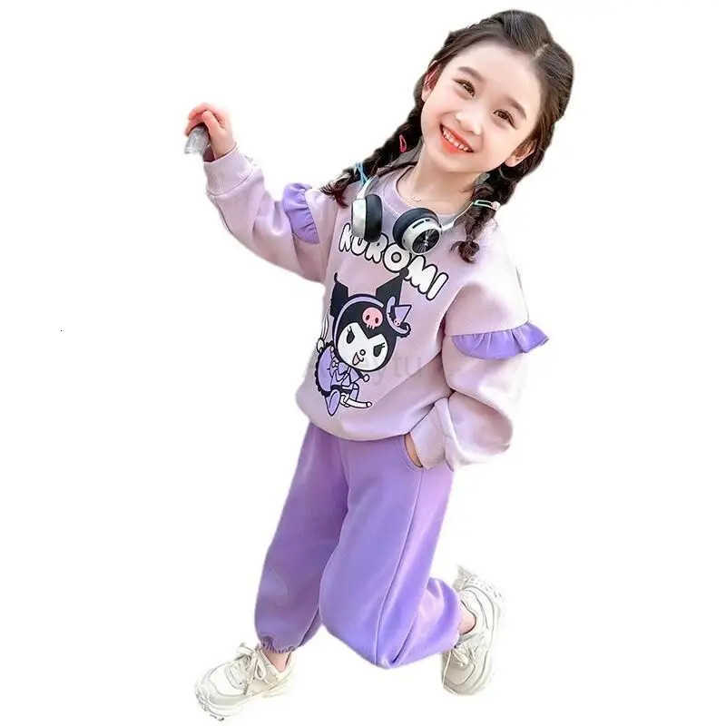 Sanrio Hello Kitty Tops Set Girls Spring Sports 2024 New Fashionable Stylish Cartoon Kuromi Clothes 11 12 Years Girls Winter H251216