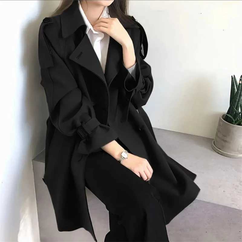 Womens Trench Coat 2025 New Spring Autumn Temperament Female Windbreaker Outwear Loose Casual Versatile Styles Ladies OuterwearT251216