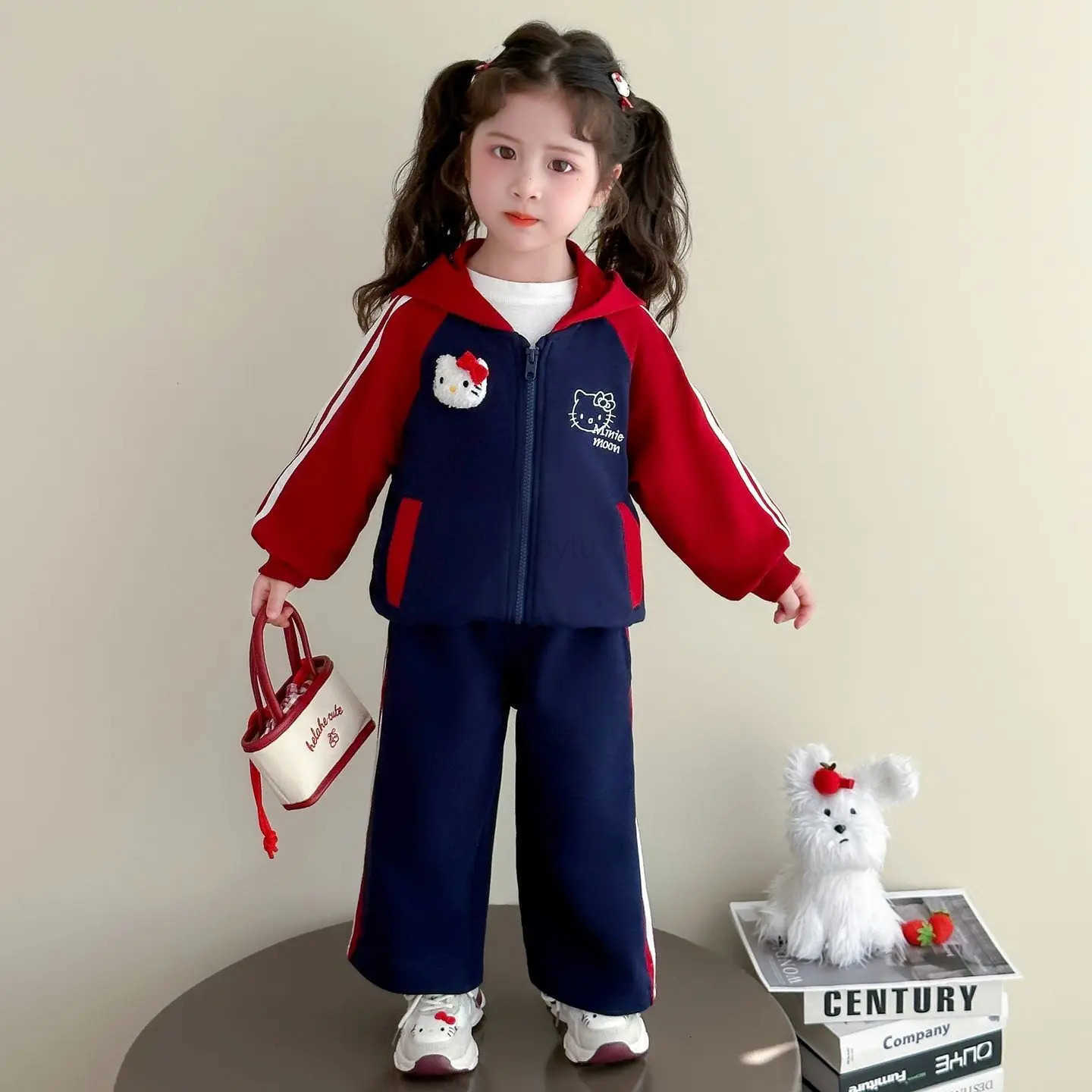 Sanrio Baby Girl Clothes Set Autumn Kid Sweatshirts Hooded Top Pants 2pcs Suit Children Tracksuits Outfit Fashion Baseball Uniform H251216