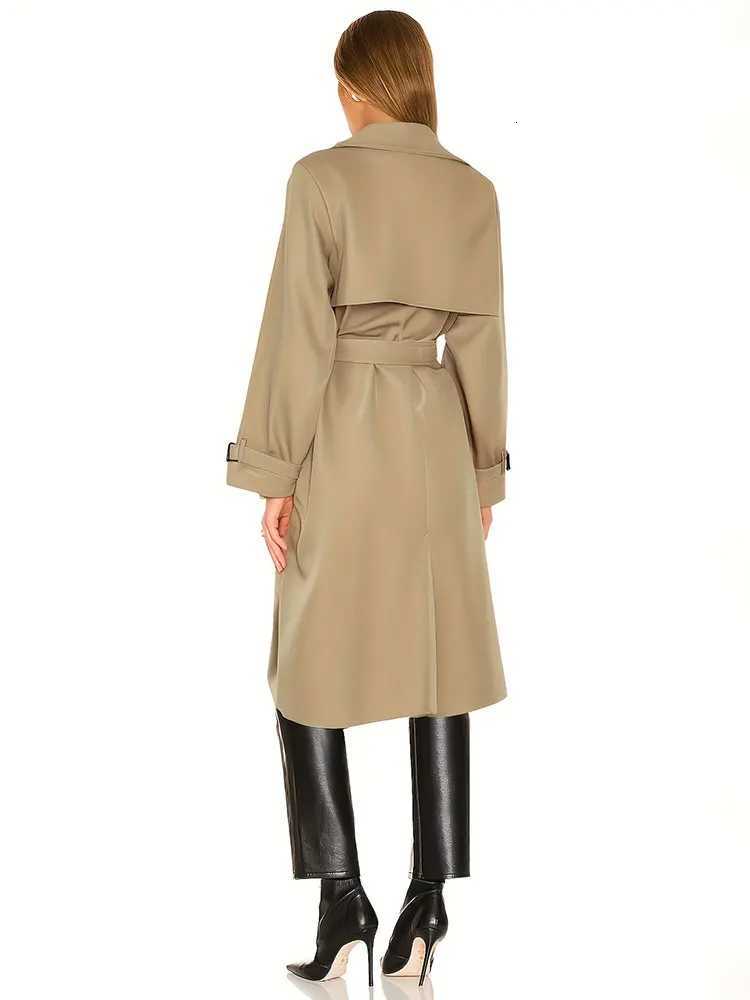 NewClassic Elegant Warm Windbreaker Jacket With Belt Double-Breasted Casual Long-Sleeve Coat Office Autumn Winter Women ClothingT251216