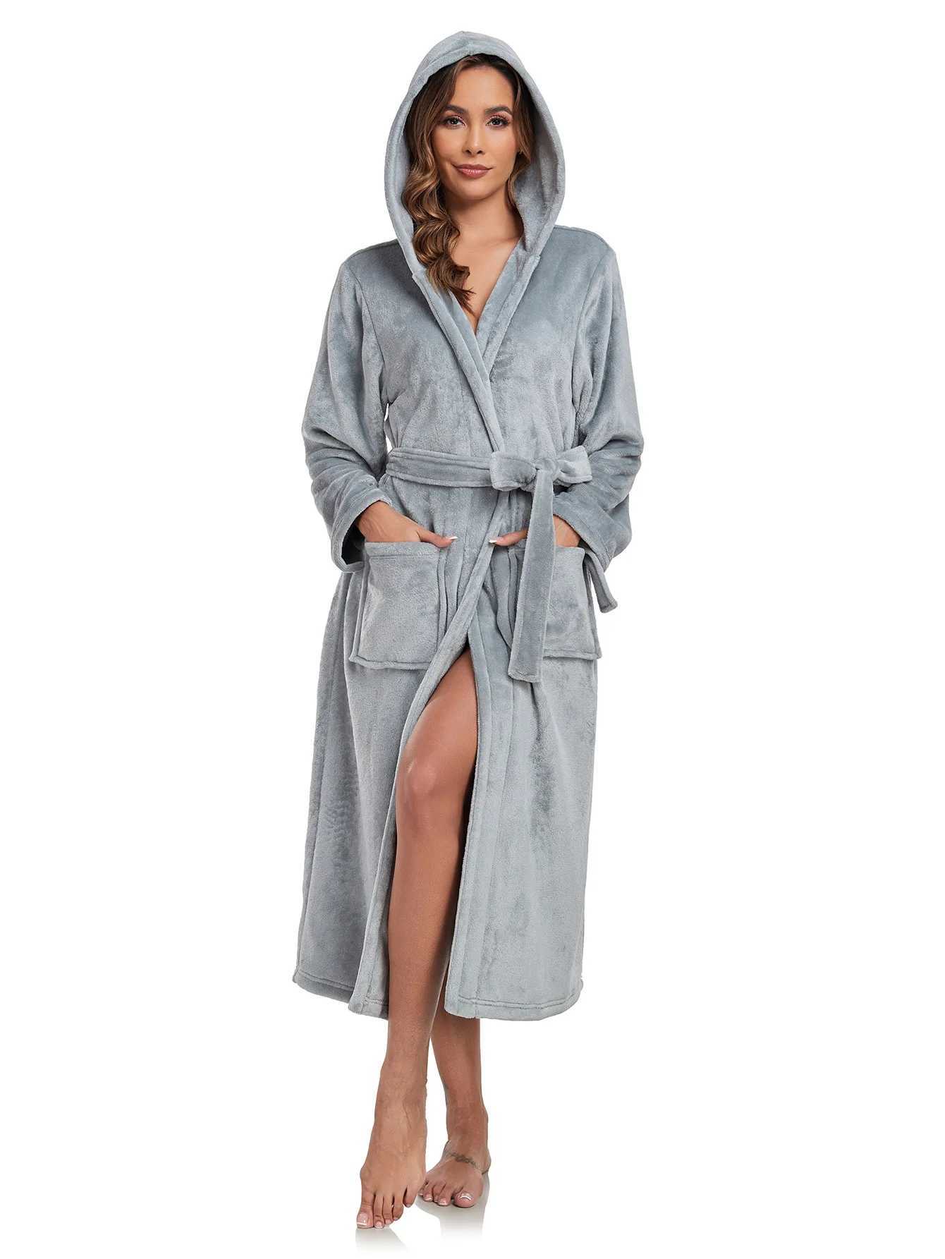 Women Sleepwear Nightgown Loungewear Hotel Autumn and Winter Pajamas Extended Flannel Couple Bathrobe Sleepwear Women C251216