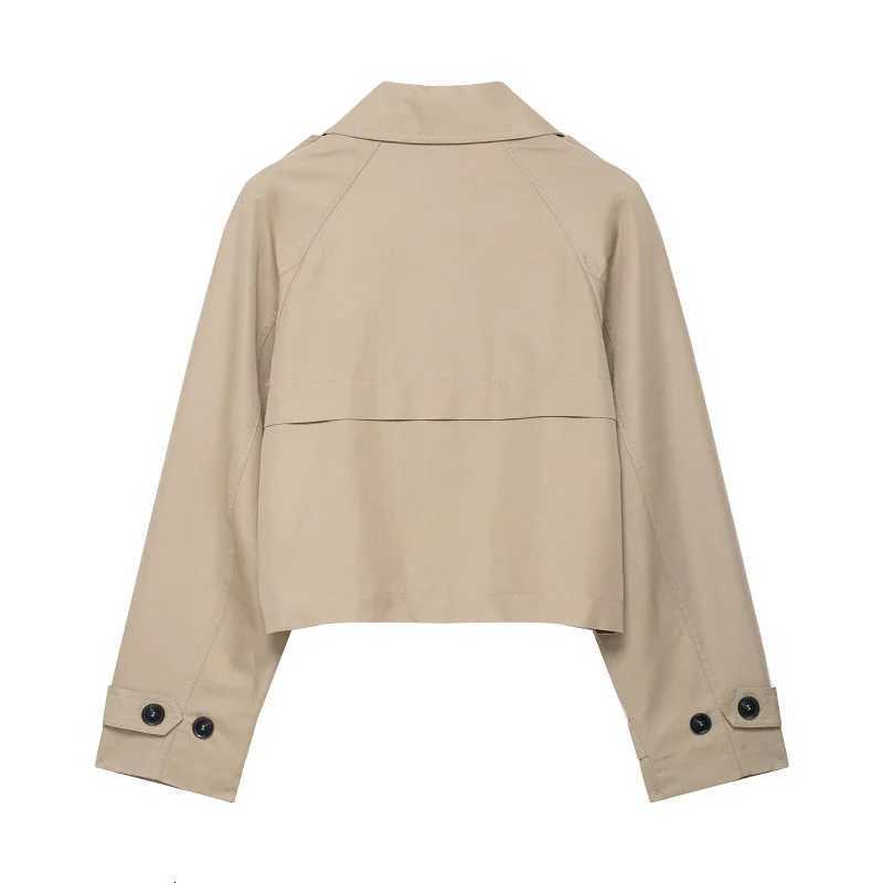 ETJ 2025 autumn new product womens classic double-breaked lapel simple short trench coat fashion casual coatT251216