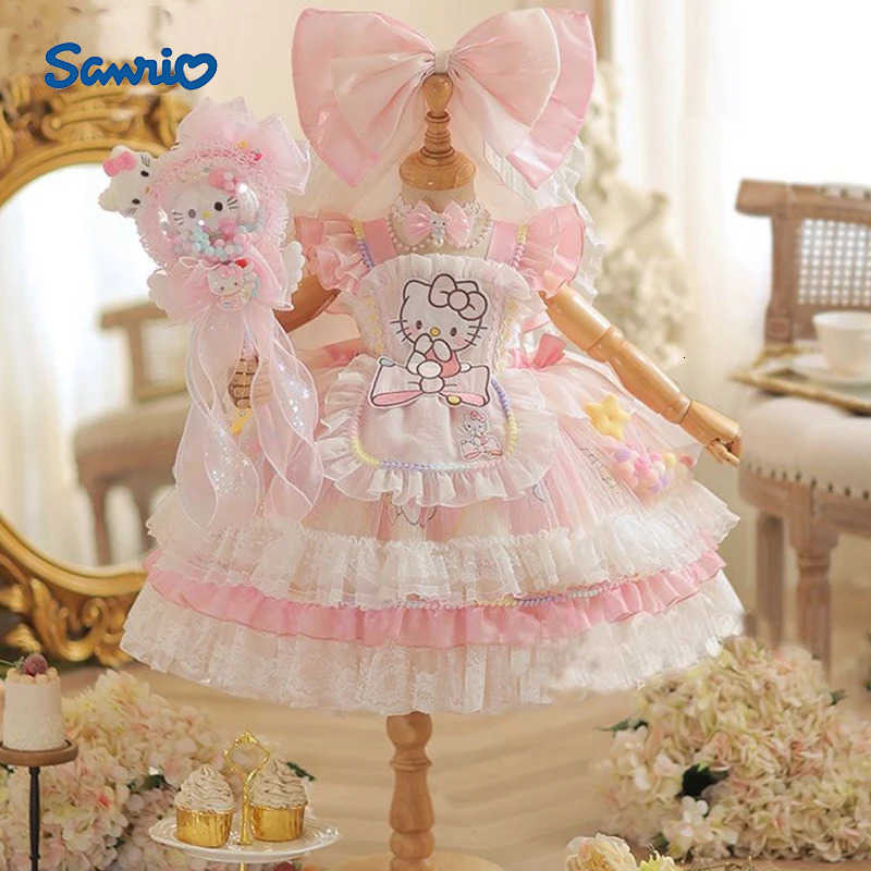 Sanrio cute Hello Kitty Dress Lolita Girls Party Skirt Girl Kids Dress Childrens Clothes Girls Clothes Kawaii Anime Birthday Gift H251216
