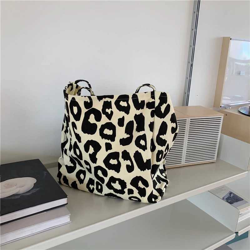 Large Capacity Casual Tote Bag Leopard Shoulder Bag Ladies Canvas Handbag Womens Travel Shopping Bag M251216