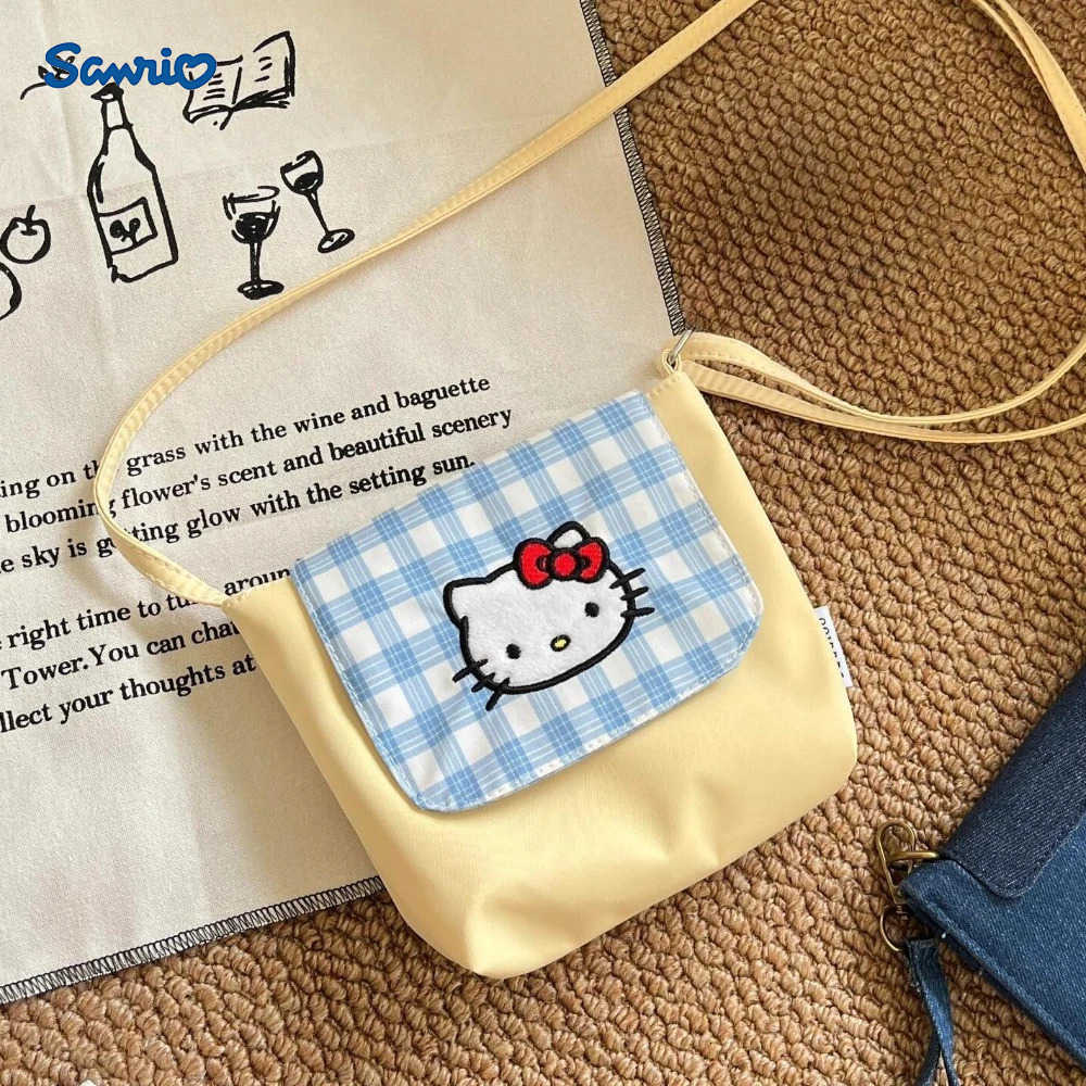 Sanrio Cute New Hello Kitty plaid bag women shoulder crossbody bag small bag Cartoon Cat shoulder handbag Kawaii Shoulder Pouch H251216