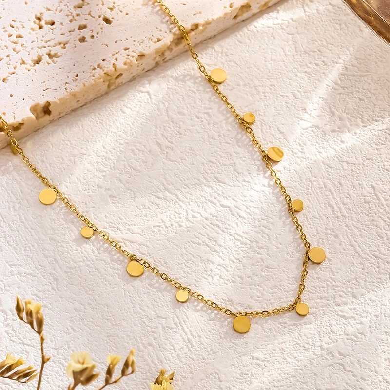 Delicate Jewelry Round Bead Discs Choker Necklace for Women Party Clavicle Chain Necklace Gifts M251216