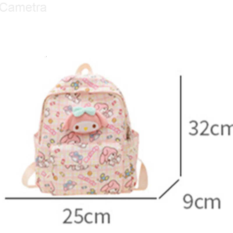 Sanrio New Fashionable kawaii Childrens School Bag My Melody Kuromi Cinnamoroll Hello Kitty Cute Large Capacity Childrens Backpack H251216