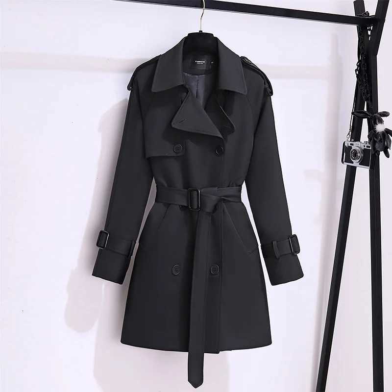 Fashion Belt Coat Women Autumn New Double Breasted Mid Long Solid Trench High Quality Overcoat Windbreaker Female CoatsT251216