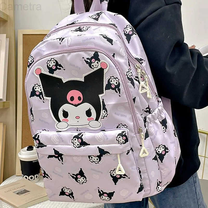 Sanrio Backpack For Women Cartoon Hello Kitty Kuromi Bookbag Student Teenager Girl Boy Nylon Shoulders Bag Schoolbag Kawaii Bags H251216