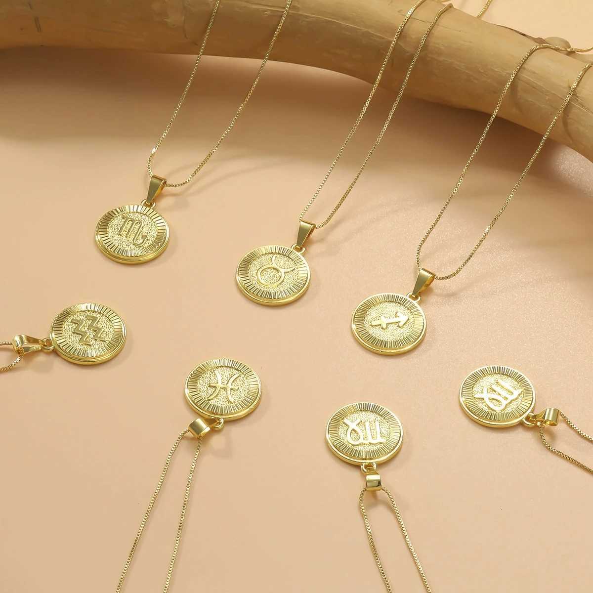 Constellation Necklace 18K Gold Plated Zodiac Necklace Horoscope Medal Pendant Necklace for Women M251216