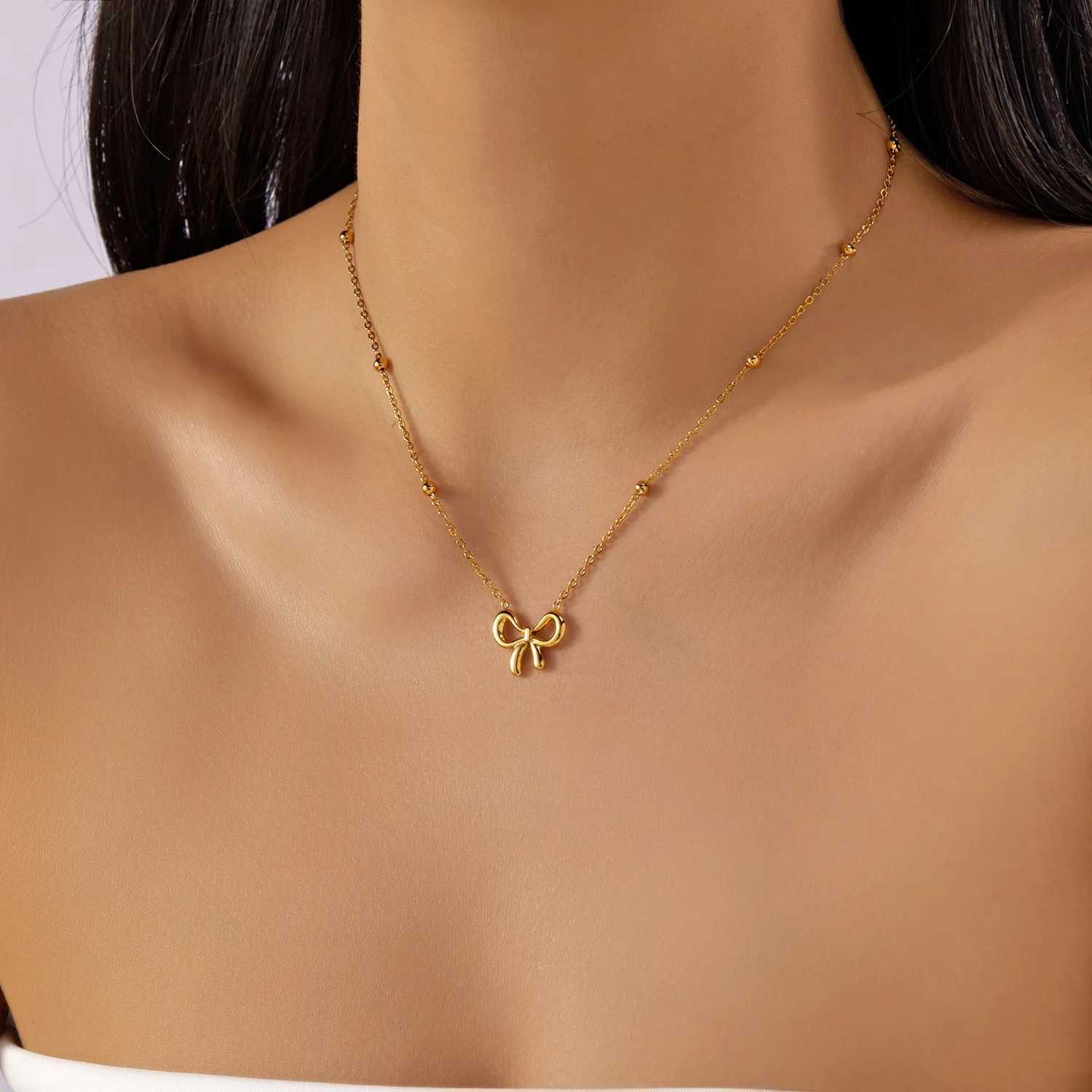 Gold Plated Stainless Steel Chain Butterfly Pendant Necklace Suitable For Women As Daily Wear Jewelry Accessory M251216