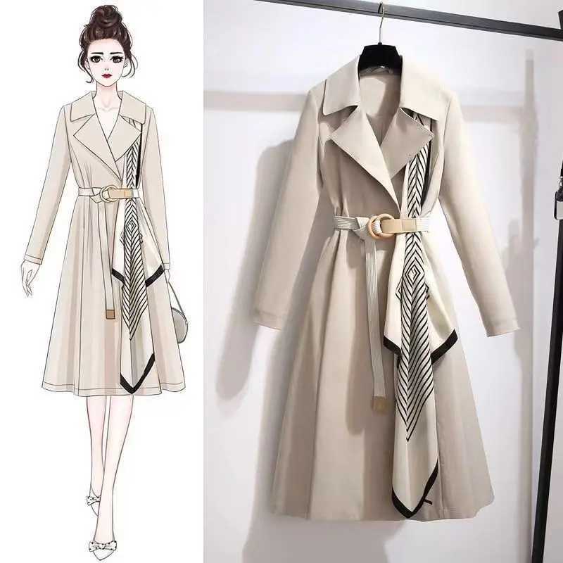 Fashion Long Sleeve Trench Coat For Women 2024 Autumn Winter Solid Long New In Coats Jackets Outerwears FemmeT251216