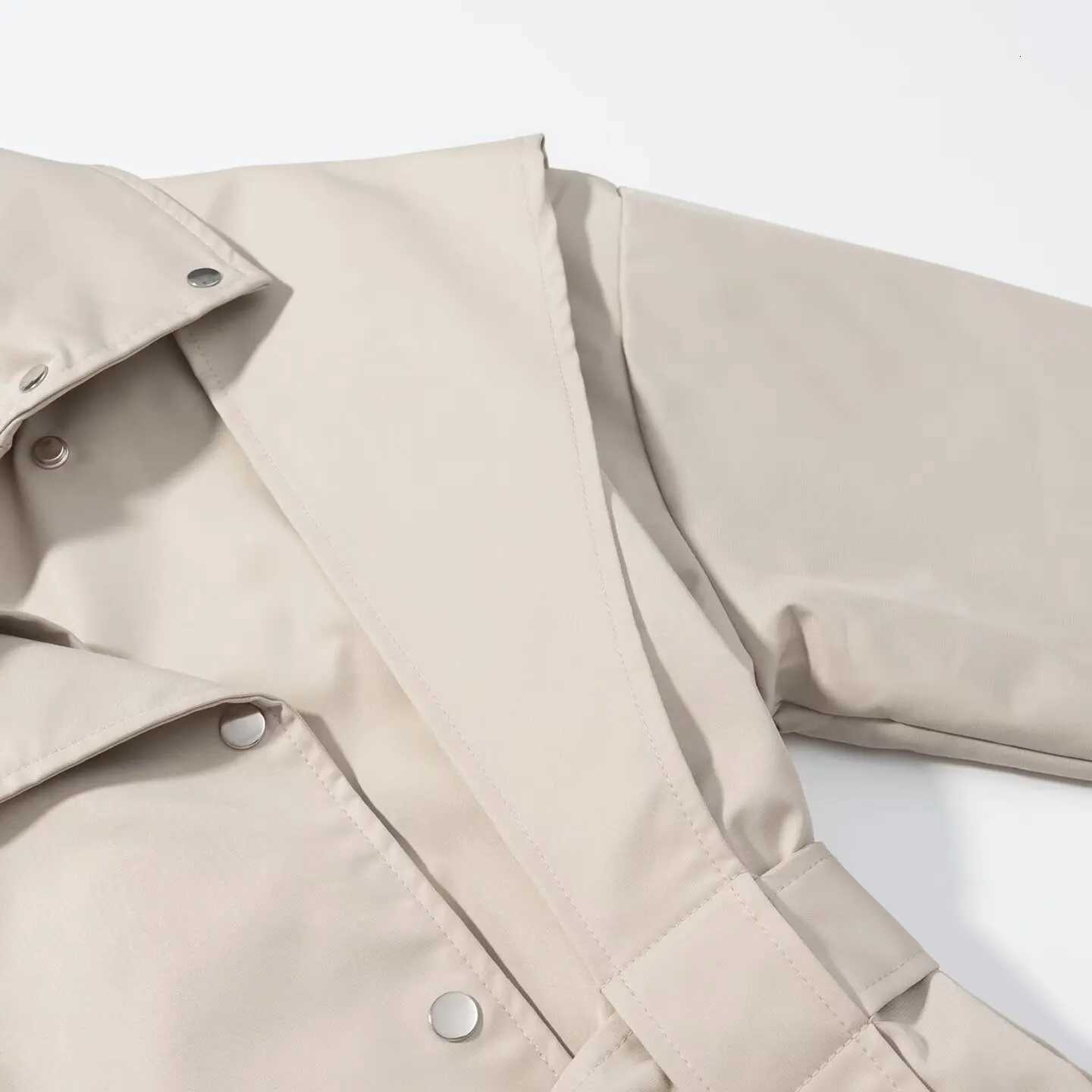 2025 Autumn and Winter Womens New European and American Fashion Solid Color Waist Belted Windbreaker JacketT251216