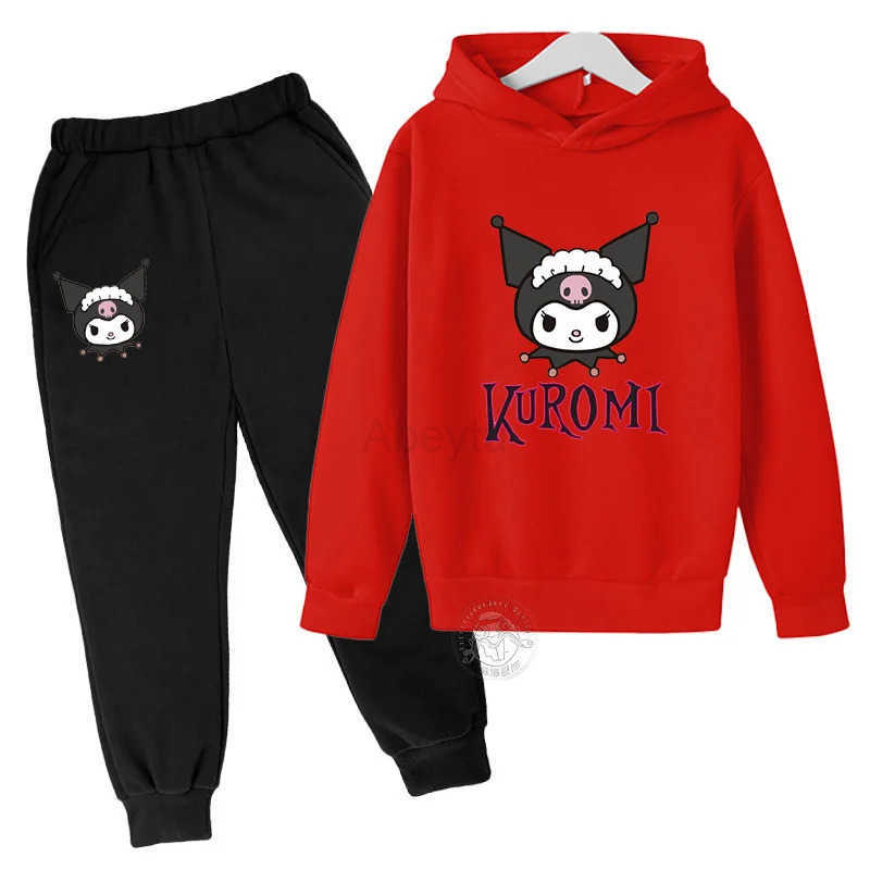 Sanrio Hello Kitty Kuromi autumn 3-14 year old childrens suit for boys and girls kawaii two-piece childrens outdoor sports suit H251216