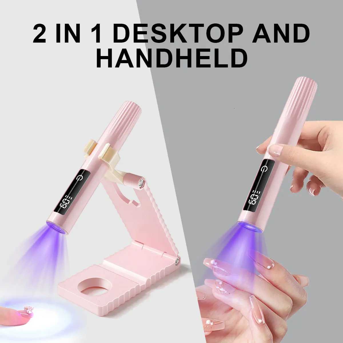 MiNi Hand Held UV LED Nail Lamp Rechargeable USB Nail Dryer With Bracket Base Desktop Convenient Nail Glue UV Light ToolT251216