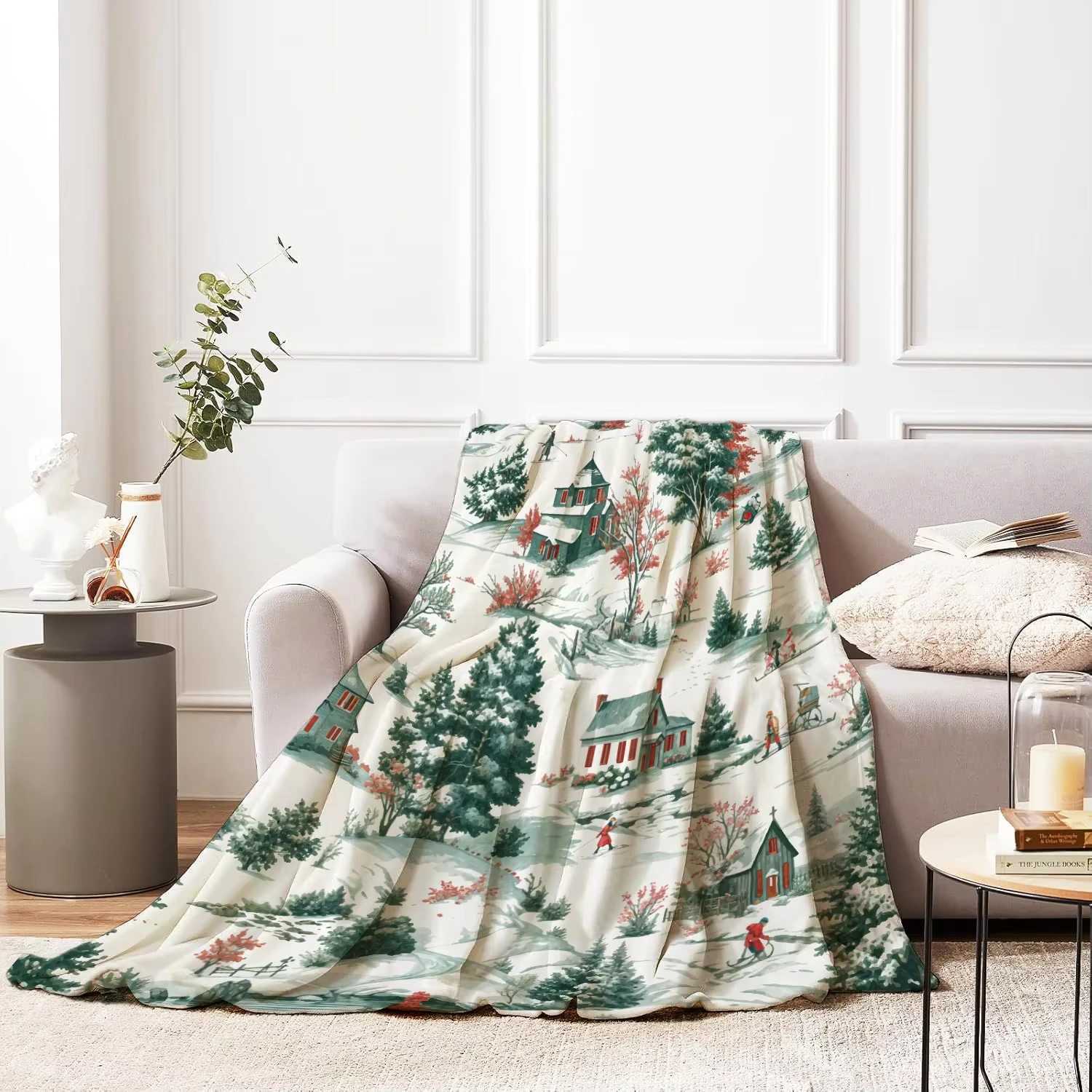 Christmas Creative Print Flannel Throw Blanket Soft Cozy Sofa Nap Blanket Great Home Gift for Her H251216 - view 6