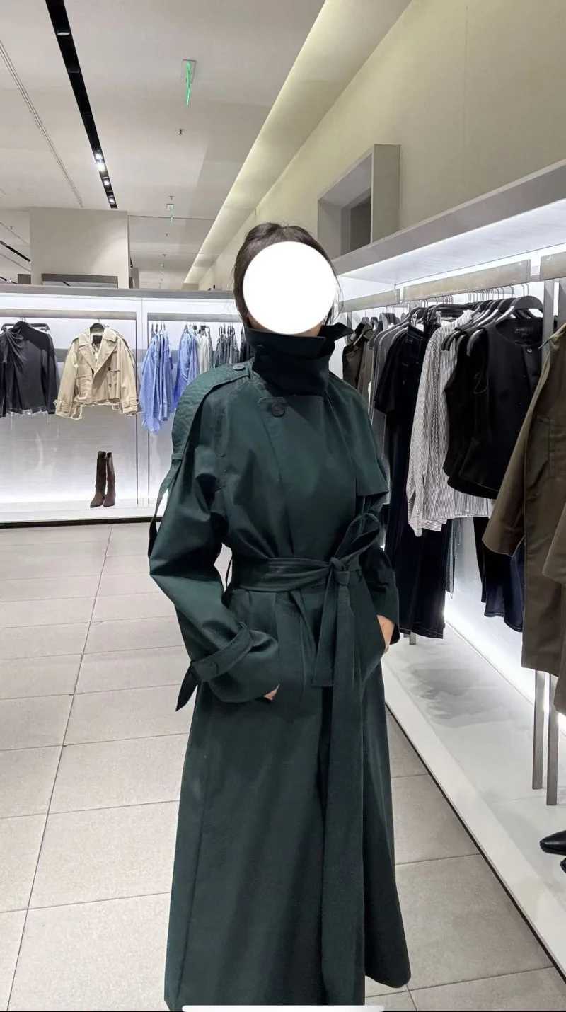 ETJ 2025 autumn winter new womens ZW series fashion street British style epaulettes decorated loose long trench coatT251216