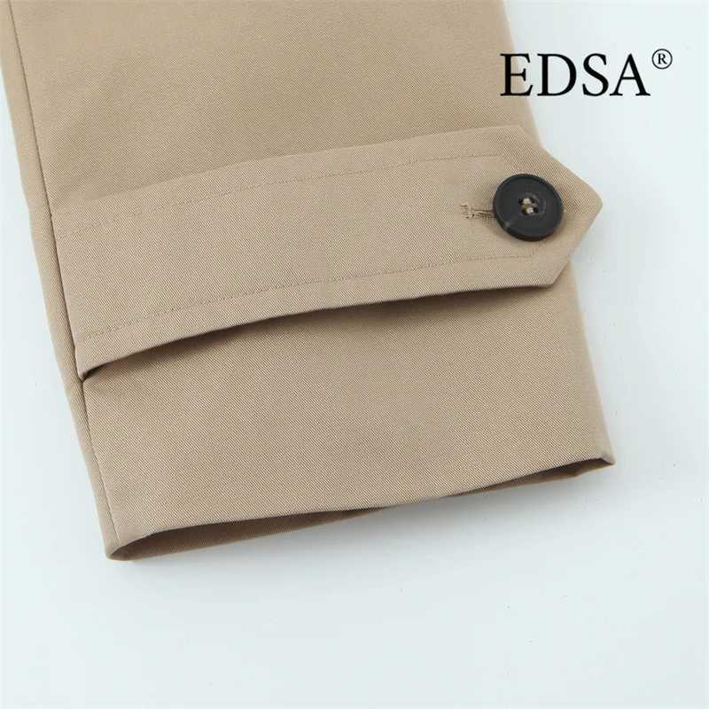 EDSA Women Double Breasted Cropped Trench Jacket Long Sleeves for Female Autumn Winter OuterwearT251216