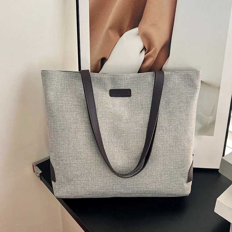 New Large Capacity Canvas Handbag for Commuting Office Womens Shopper Tote Bag College Student Shoulder Bag Books Pack M251216