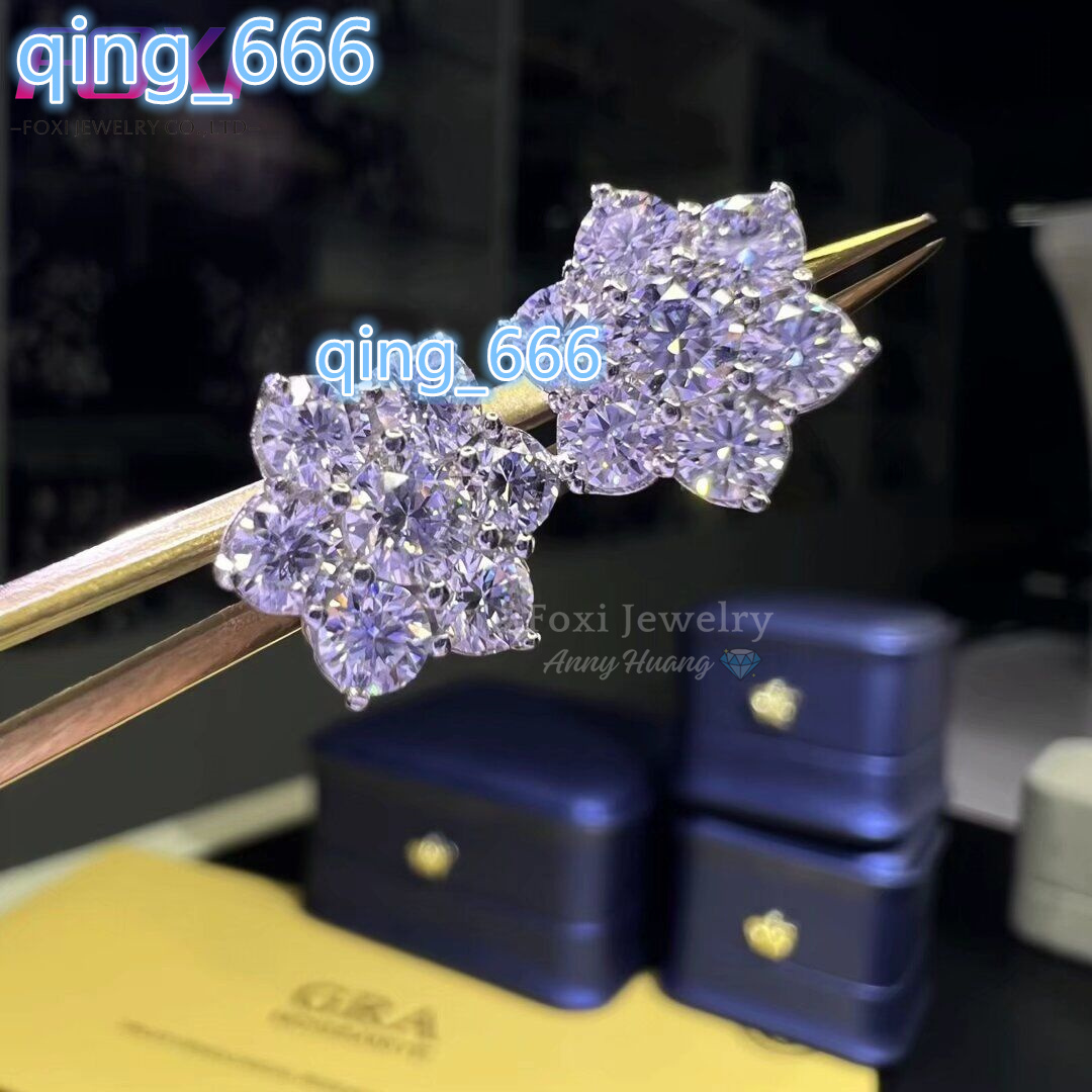 Best Selling Screw Back Flower Moissanite Stud Earrings Solid 925 Silver D Color Cluster VVS Moissanite Diamond Earrings Men GRA