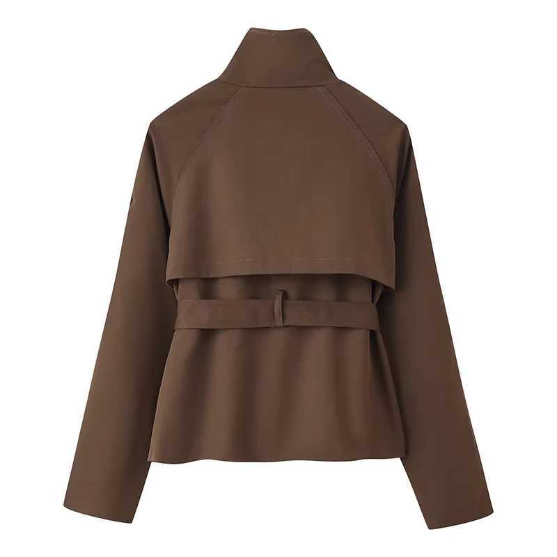 Willshela Women Fashion With Belt Double Breasted Trench Jacket Vintage High Neck Long Sleeve Female Chic Lady Coat OutfitsT251216