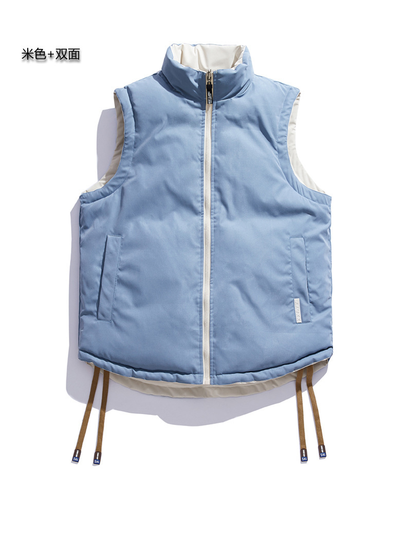 Streetwear Reversible Down Vest for Men - Autumn Winter, Thickened & Warm, Sleeveless Gilet, Couple Matching Vest Outerwear