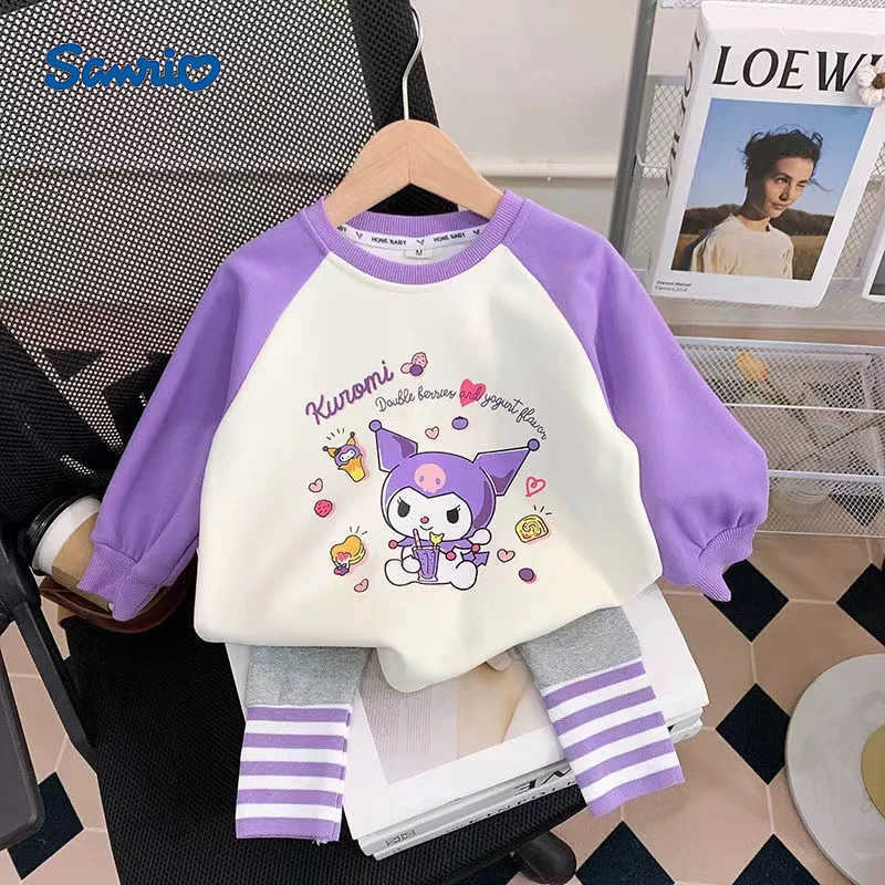 Sanrio Autumn Clothes Baby Girl Cartoon Sweater Top and Legging Pant Set Children Cotton Letter Pullover Sport Trousers 2pcs Suit H251216