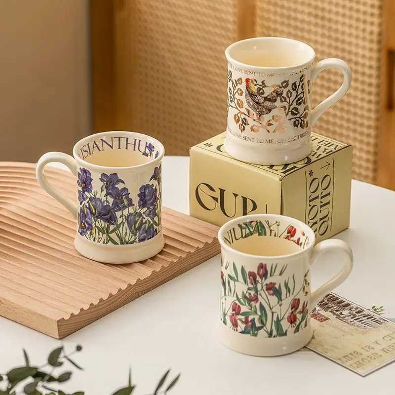 Vintage g Ceramic Drinking Cup High Aesthetic Breakfast Cup Milk Cup Coffee Cup He Couple Cup With Handle H251215