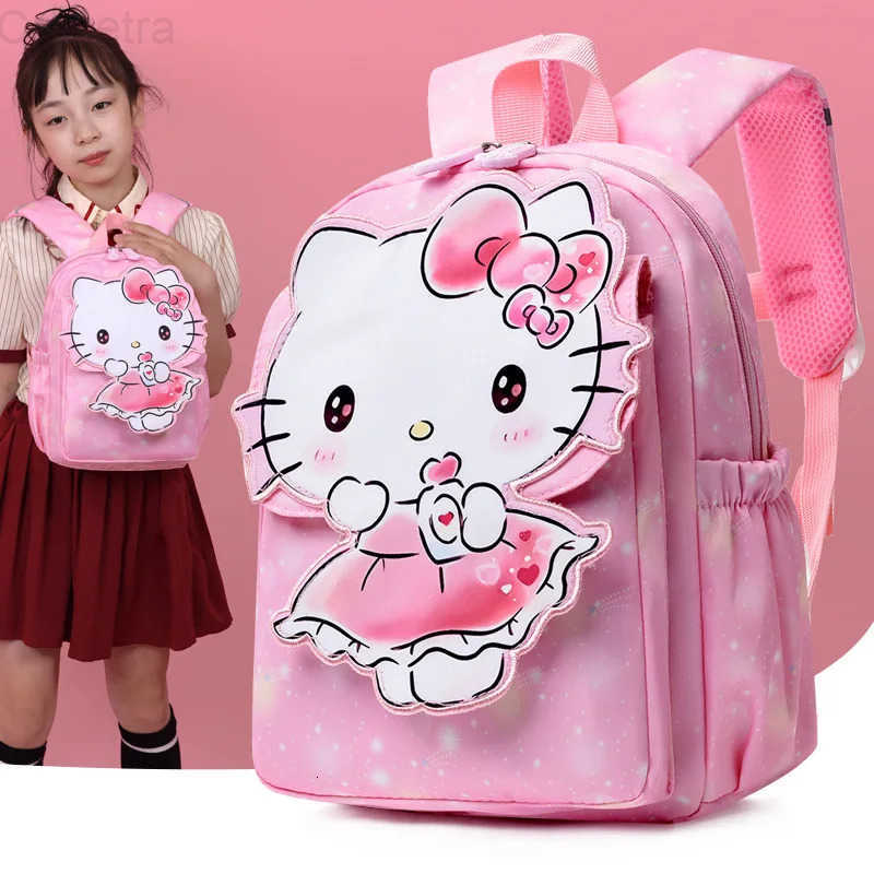 Sanrio Anime Cartoon Children Cute Kuromi Hellokitty Kindergarten Exquisite Backpack Female Lighten The Burden Spinal Protection H251216