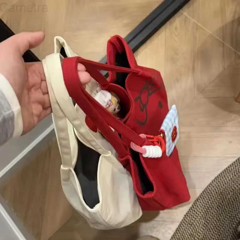 Sanrio Hello Kitty Bag Red Canvas Bag Large Capacity Shoulder Bag Commuting Travel Printed Tote Bag Shopper Bag Christmas Gifts H251216