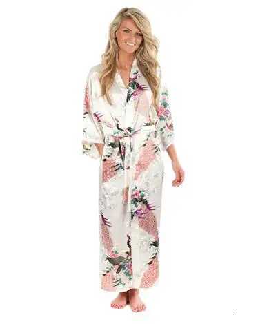 2015 Silk Bathrobe Women Satin Kimono Robes For Women Floral Robes Bridesmaids Long Kimono Robe Bride Silk Robe Dressing Gown C251216