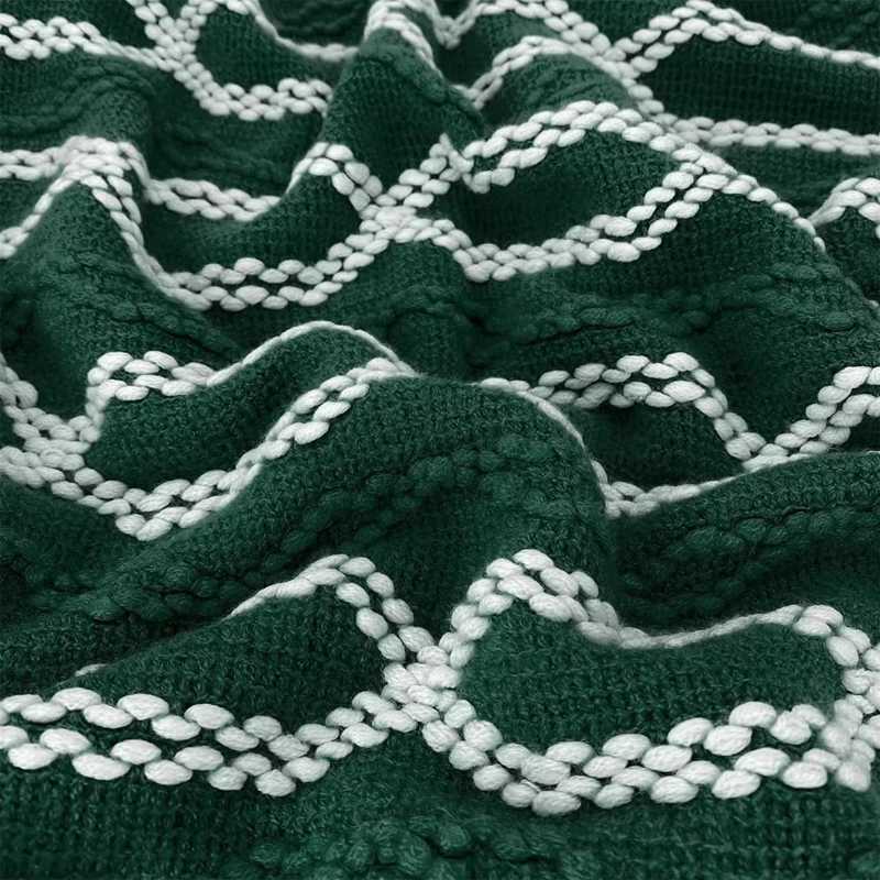 Decorative Green Christmas Gift Throw Blanket Textured Blanket with Tassel Knitted Cozy Lightweight Blanket for Couch Bed H251216 - view 5