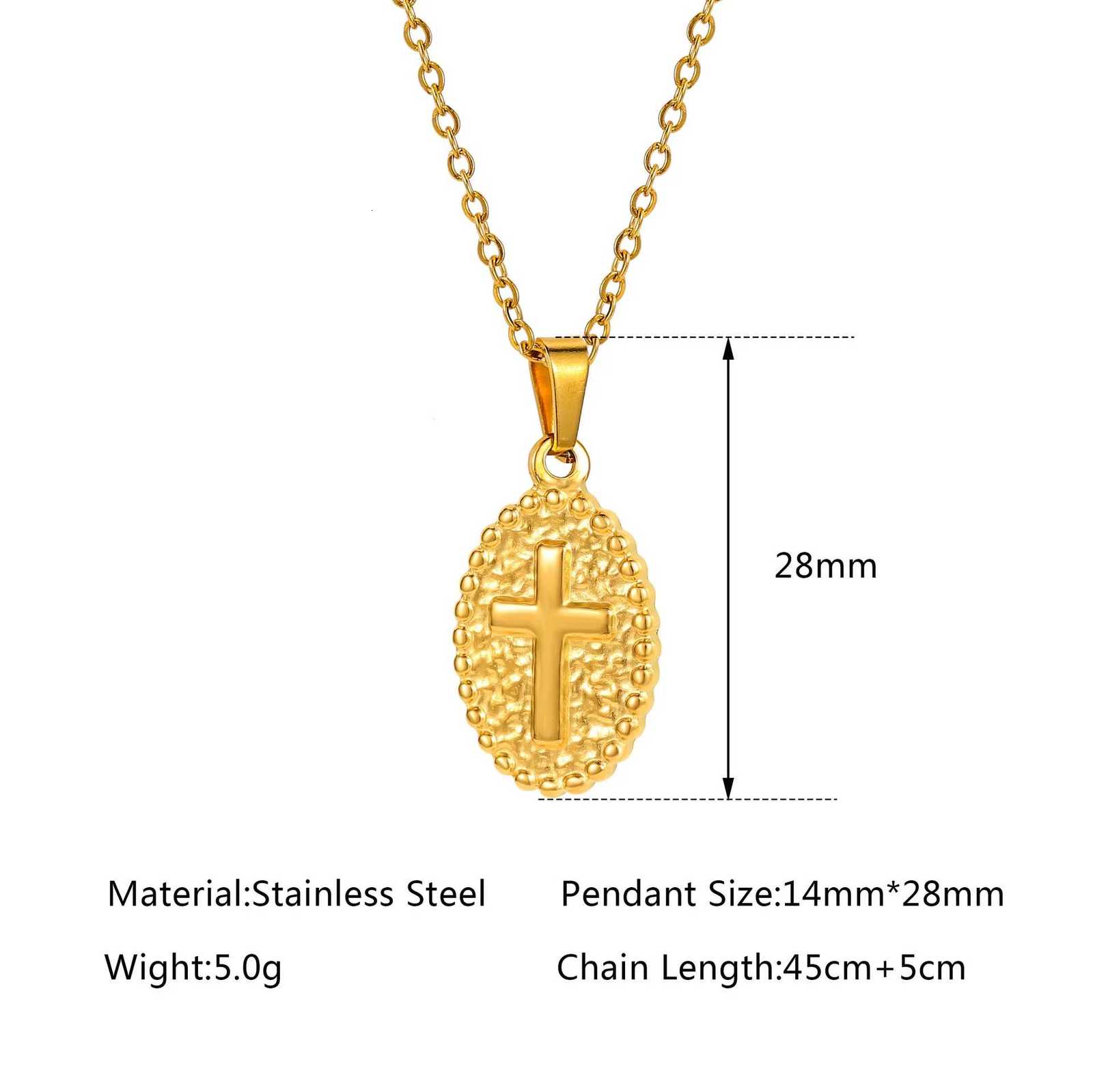 Oval Stereo Cross Pendant Necklace Simple Girls Collarbone Necklace M251216