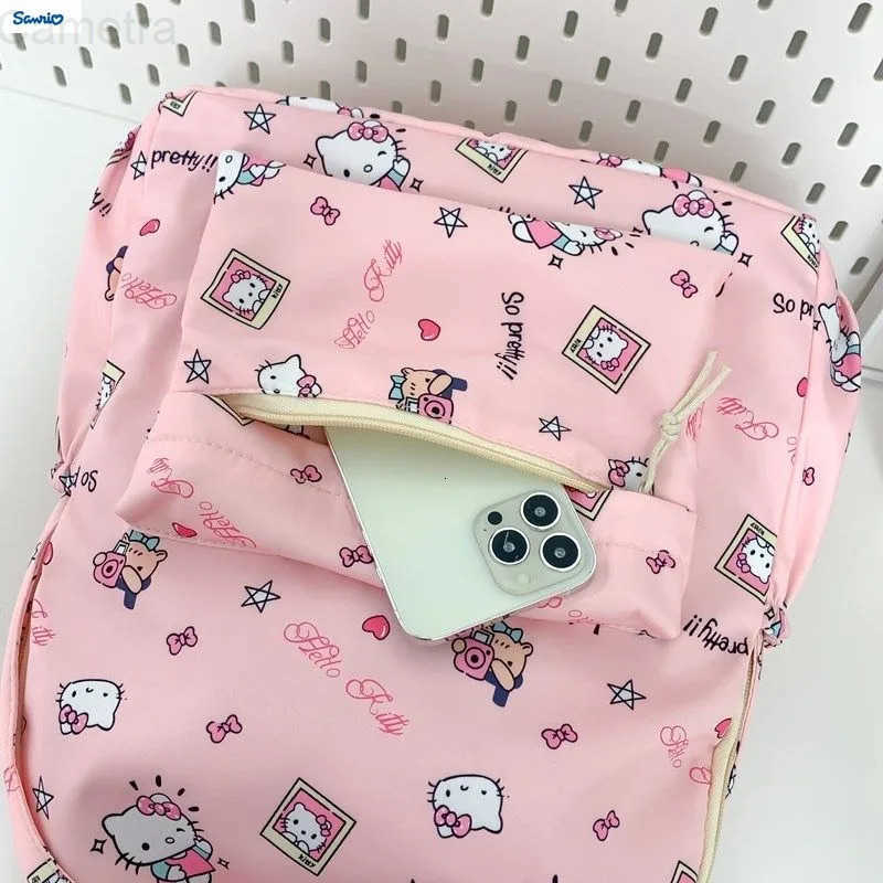 Sanrio new cartoon Hello Kitty large capacity backpack for students lightweight and cute high-quality nylon backpack H251216