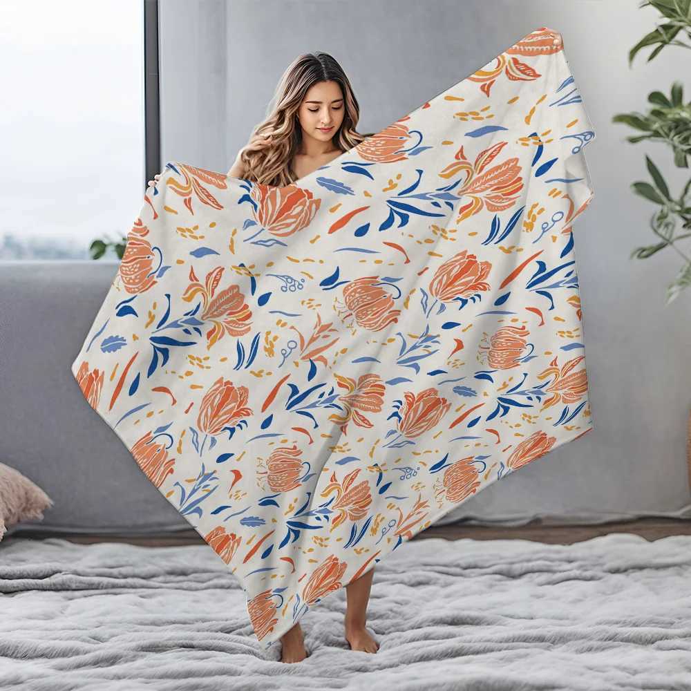 Soft Fleece Blanket Cute Floral Print Bedding Throw Blanket for Sofa Couch Decorative Throw Blanket Gift H251216 - view 5