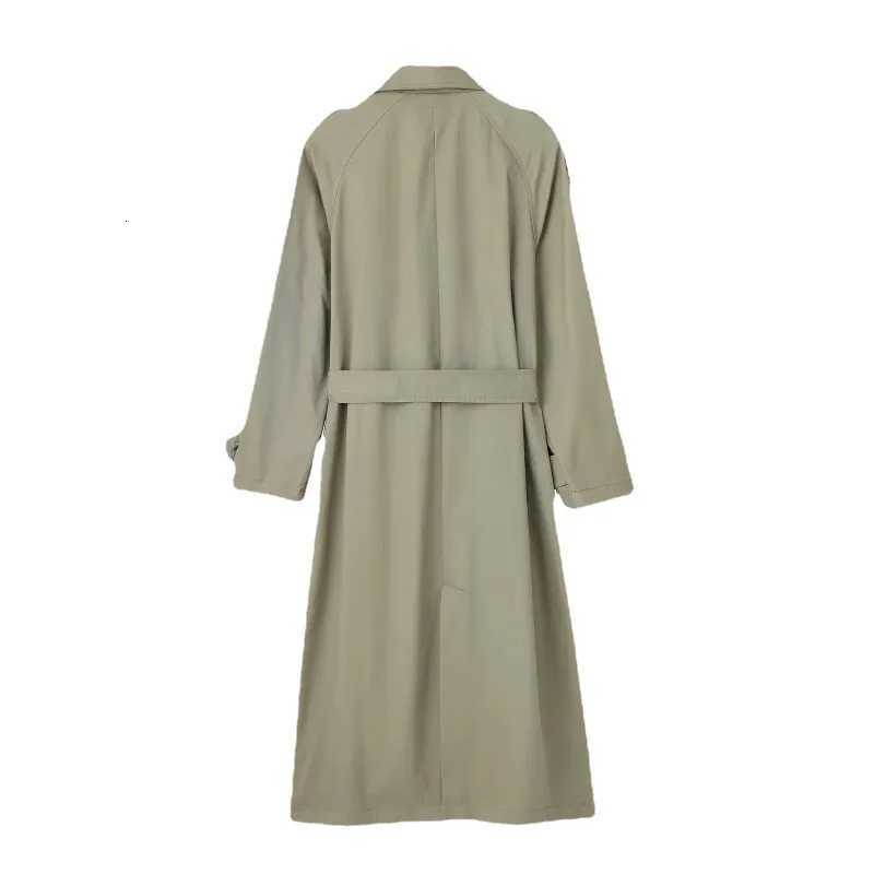 Womens Double-breasted Medium and Long Temperament Drape Loose Casual Trench CoatT251216