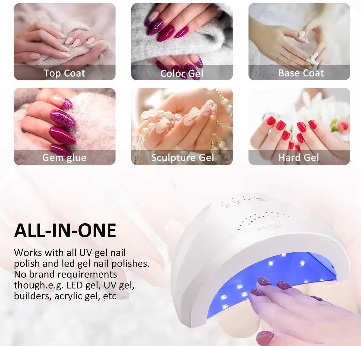 Portable 48W Nail Lamp for Gel Polish - Fast Curing UV/LED Light Dryer with 3 Timers for Home and Salon Manicure PedicureT251216