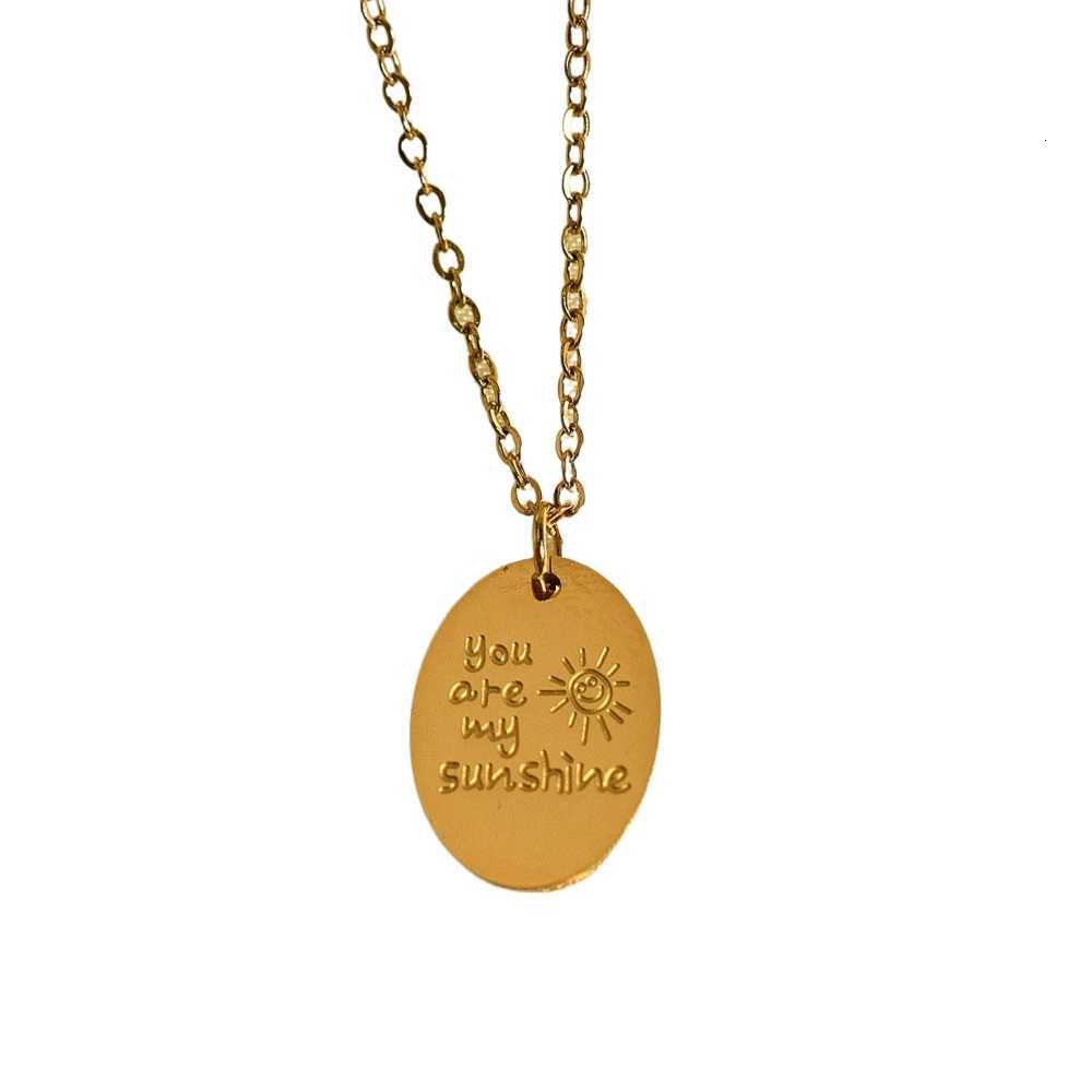 You Are My SunshineOval Engraved Necklace Stainless Steel Necklace Jewelry Mothers Day Gift For Women M251216