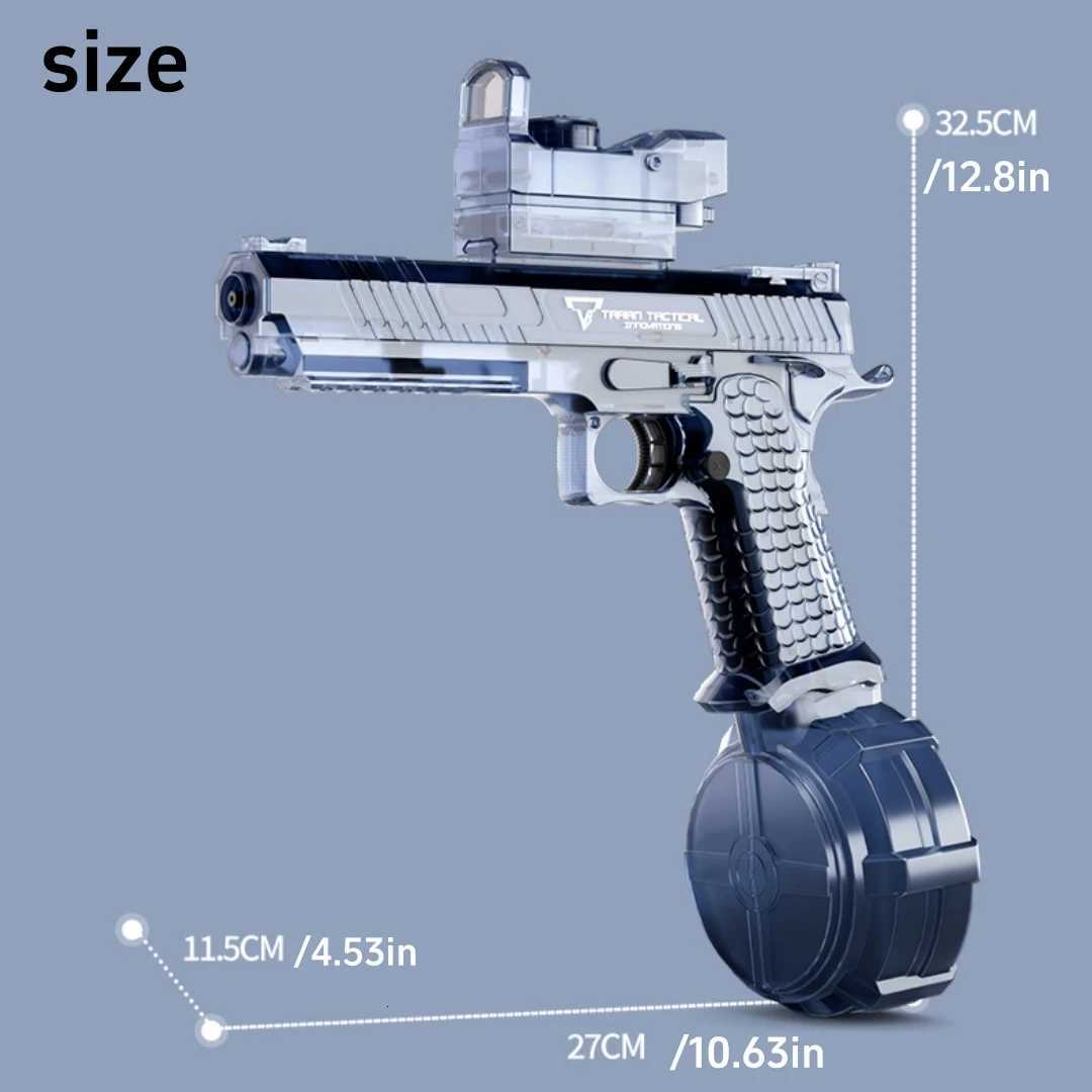 Automatic Desert Eagle Water Gun Toys Electric Shooting Flashing Lights Battle Water Pistol Spray Outdoor Pool Toys for Boy Gift H251216