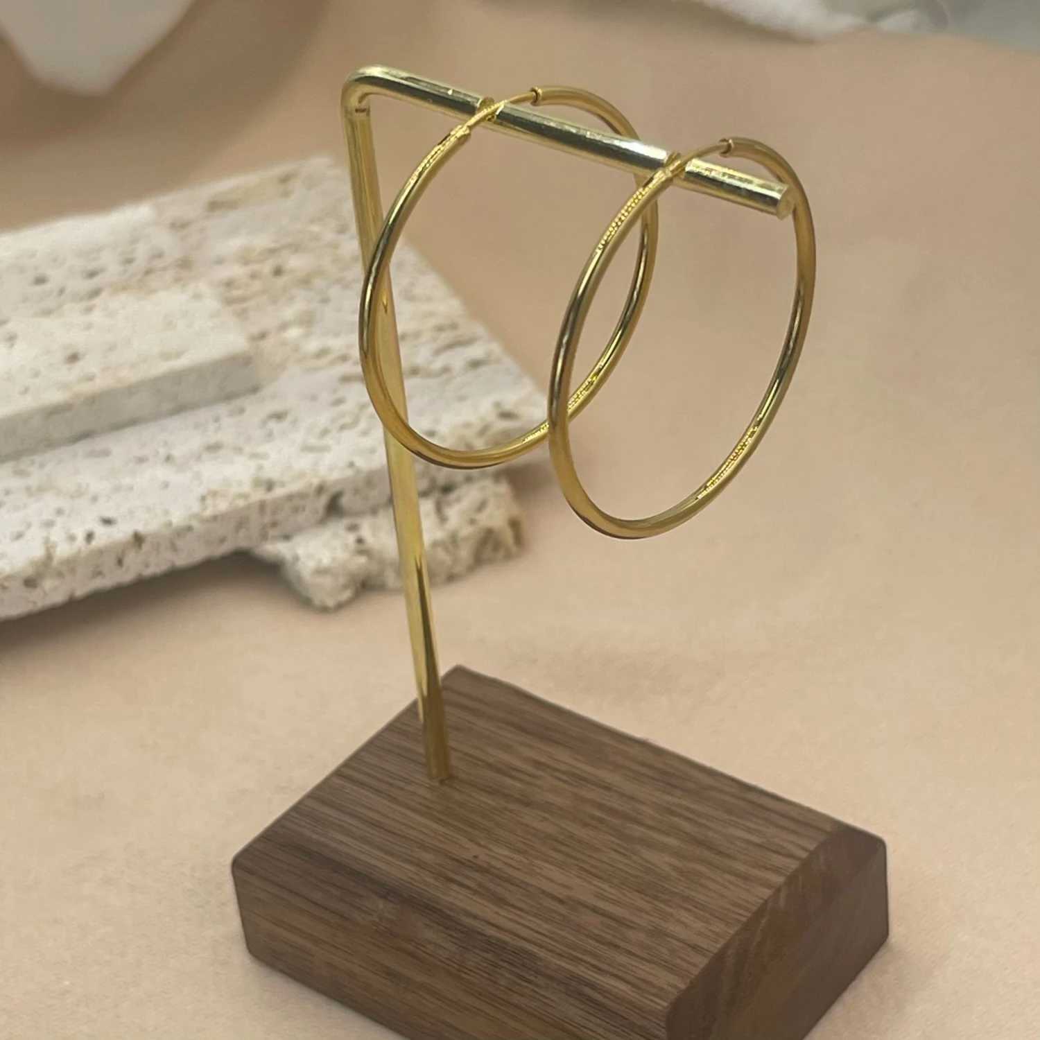 Stainless Steel 12-70mm Minimalist Big Circle Hoop Earrings for Women Trendy Gold Color Metal Smooth Round Earring Jewelry G251216