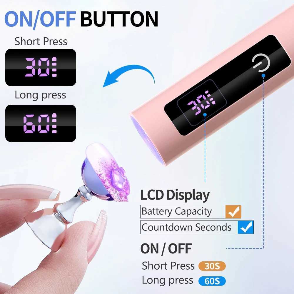 Touch Lamp Nail UV LED Dryer Portable Rechargeable Flashlight UV Light for Drying Nails Gel Polish Lamps Machine Pin Cure ToolsT251216
