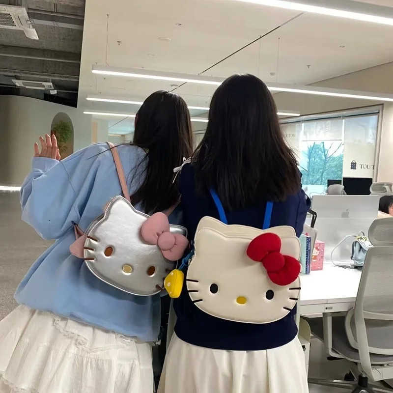 Sanrio Hello Kitty Tote Bag For Women Cartoon Kitty PU Leather Backpack Large Capacity Shoulder Bag Handbag Student School Bag H251216