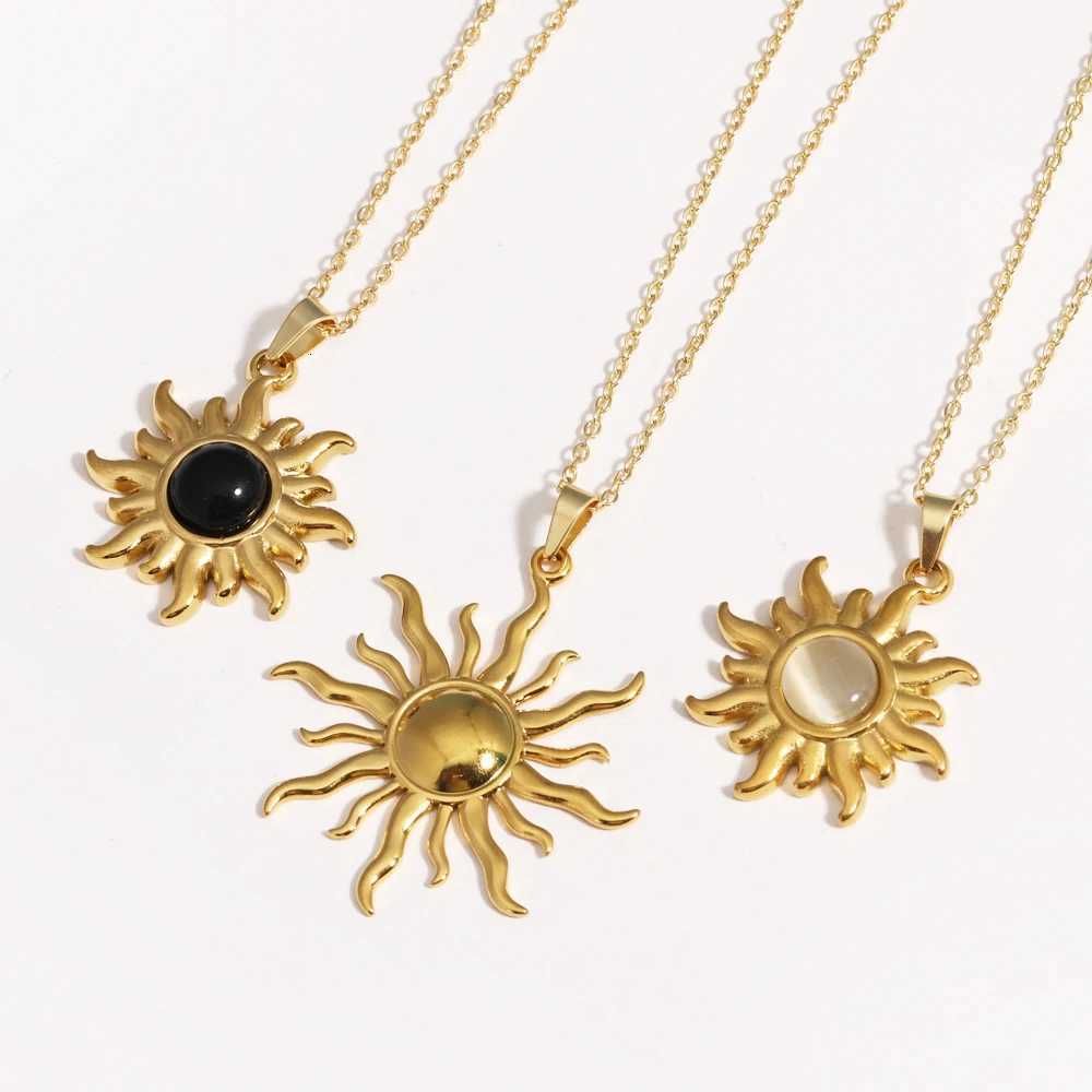 316L Stainless Steel Golden Fashion Sun Pendant Necklace For Women Girl 2025 New Concise Solar Neck Chain Jewelry Gift M251216
