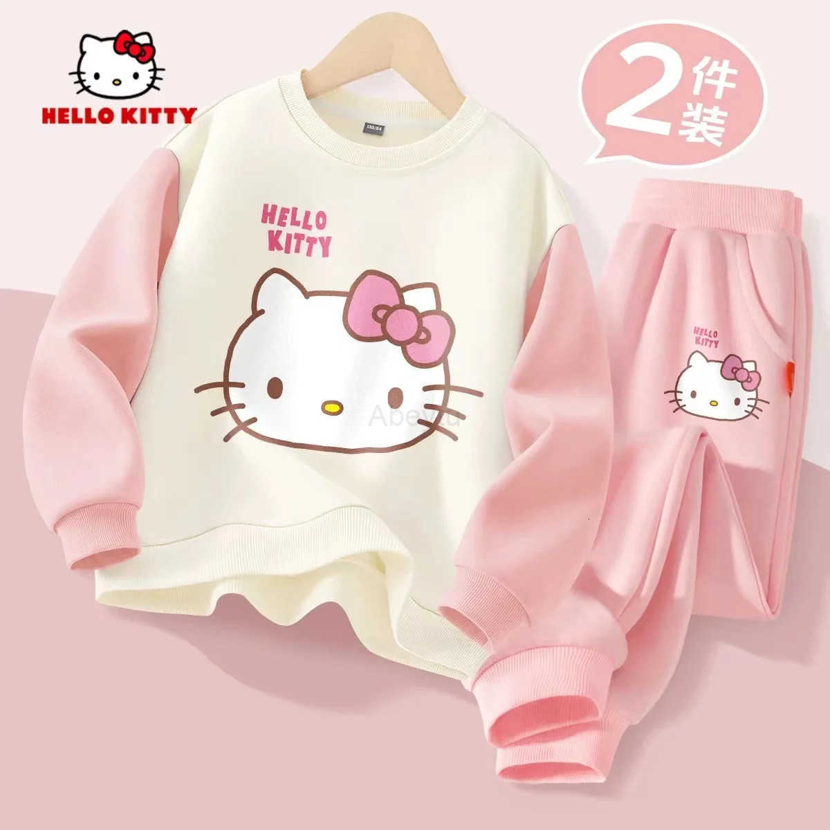 Sanrio Autumn Baby Girl Clothes Set Cartoon Printed Pullover Sweatshirts Top And Pants Bottom 2 Pieces Suit Kid Children Boy Tracksuits H25121611