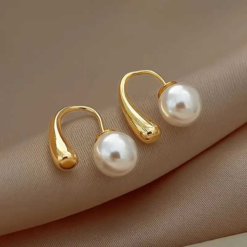 2pcs Hypoallergenic Stainless Steel imitation pearl design Stud Earrings G251216