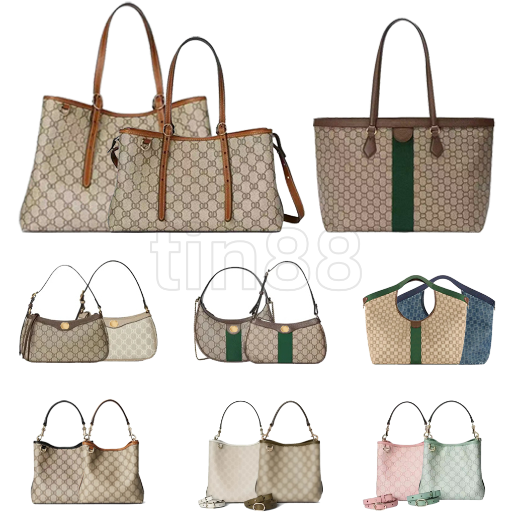 10A quality handbags Canvas Emblem Tote bag Luxury Designer bag Women Ophidias Underarm half moon bag fashion crossbody Shoulder bag Large Capacity Shopping bag