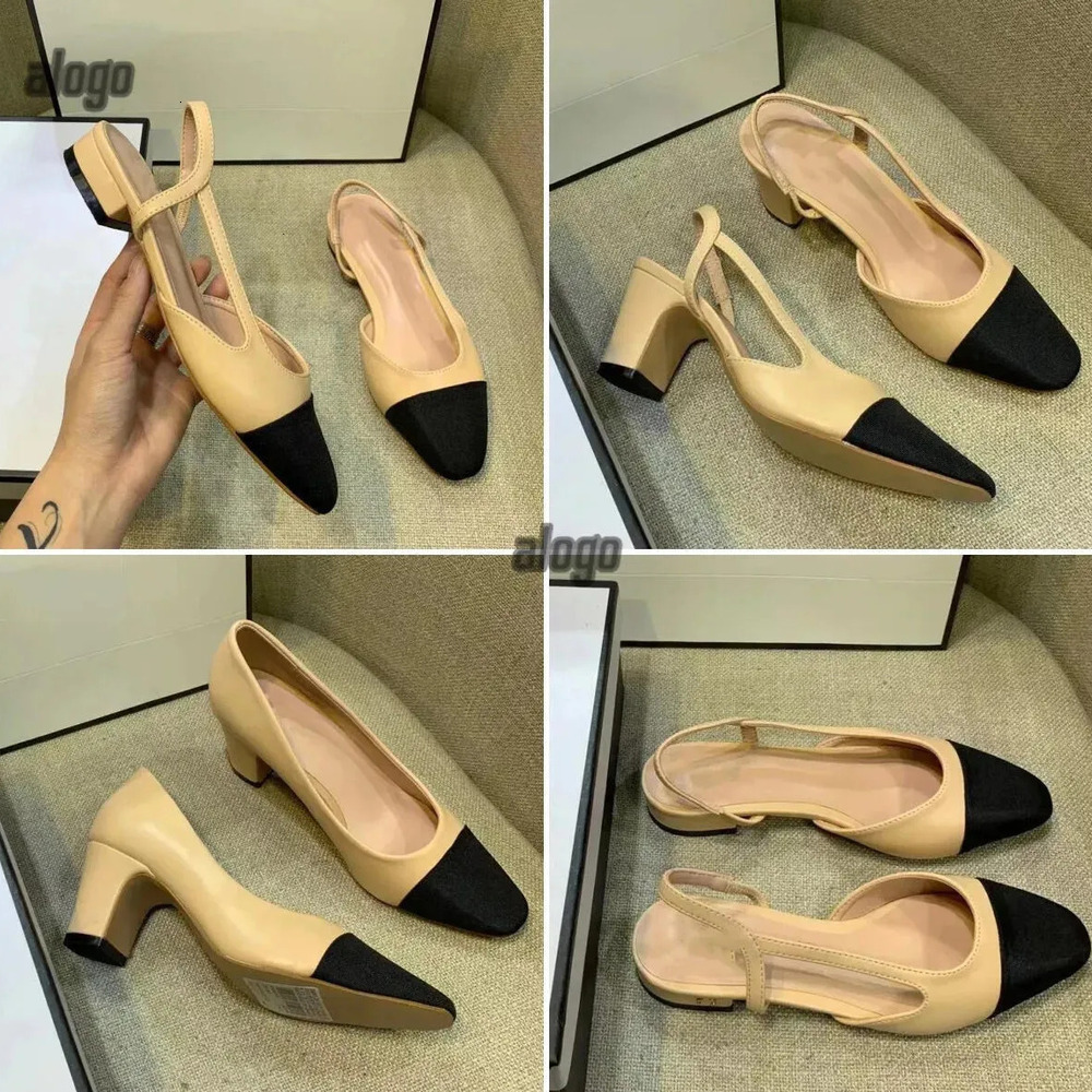 High Heels Fashion Shoes Ballet Genuine Leather Open on Formal Chunky Heel Slingbacks Sandals ballet flat designer shoe loafer designer woman 36-42