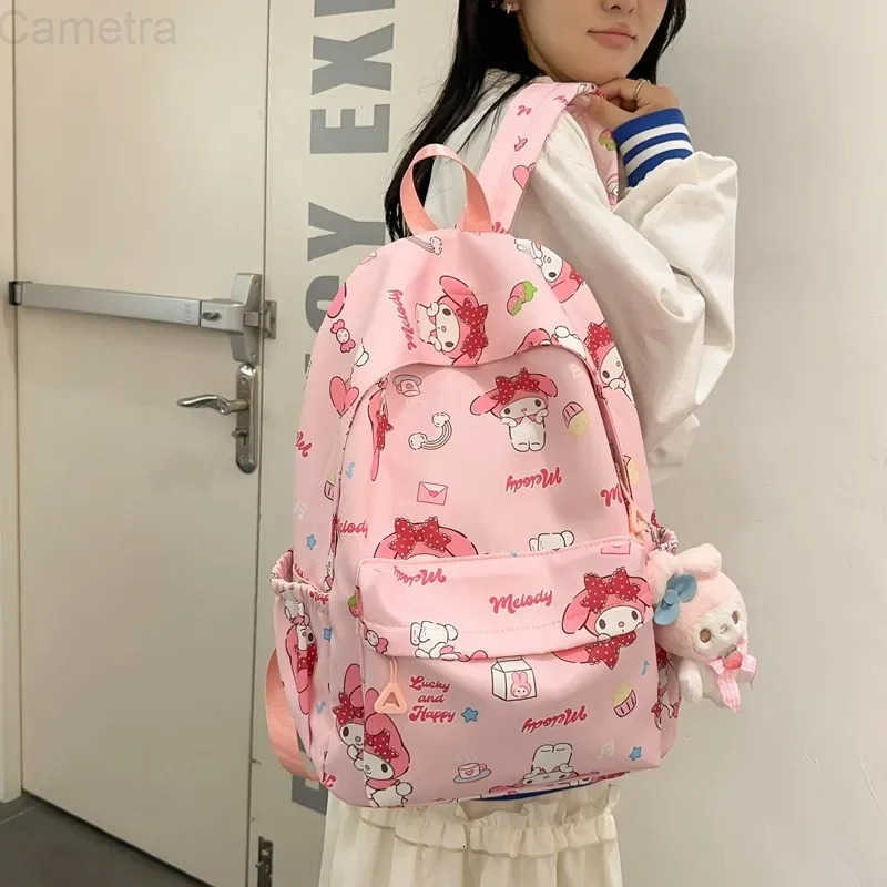 Sanrio My Melody Backpack New Cute Cartoon Large Capacity Light Kids Girls Clothes Student Bag Fashion Girl Childrens Clothing H251216