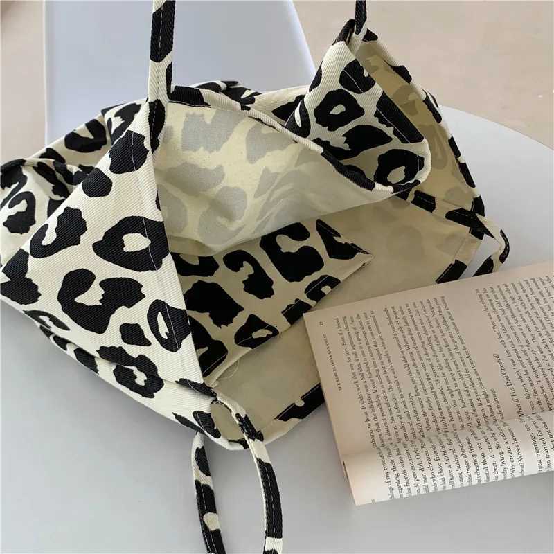 Large Capacity Casual Tote Bag Leopard Shoulder Bag Ladies Canvas Handbag Womens Travel Shopping Bag M251216
