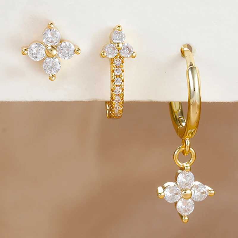 3PCS Fashion Stainless Steel Flower Small Hoop Earrings Set for Women 18K Gold Plated Huggie Cartilage Piercing Jewelry aretes G251216